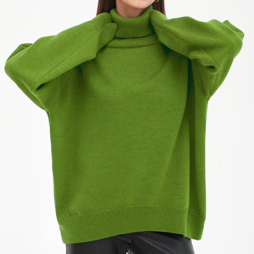 Damen Oversized Rollkragenpullover mit Rippstruktur EB