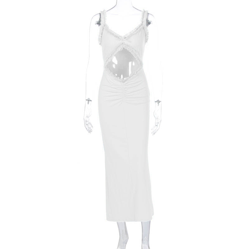 Damen Figurbetontes Wickelkleid mit raffinierten Cut-Outs und Rüschendetails EB