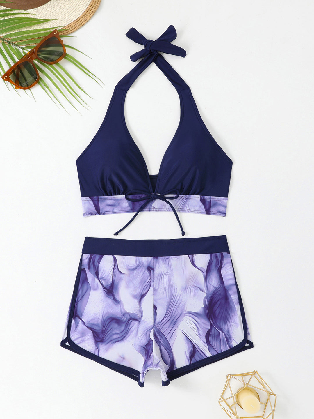Damen Triangel-Bikini Set mit kurzer Hose EB