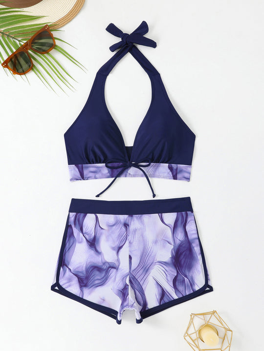 Damen Triangel-Bikini Set mit kurzer Hose EB