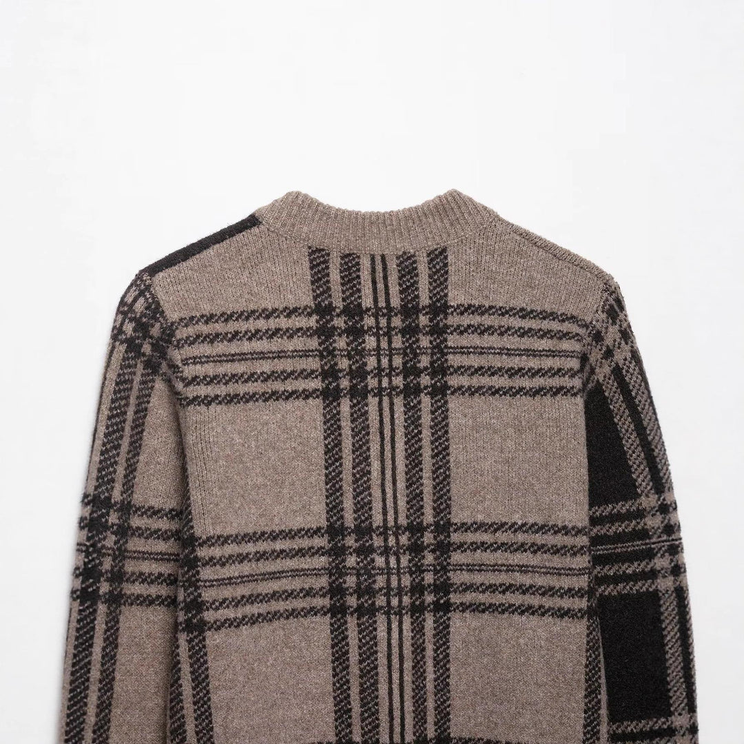 Damen Chicer Karoknopf-Pullover EB
