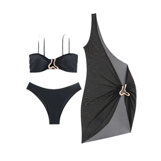 Damen Bikini-Set mit modernem Wickelrock und elastischem Oberteil EB