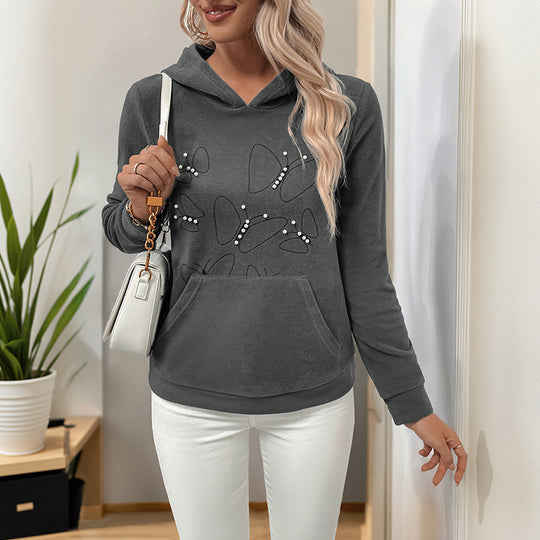 Damen lässiger Kapuzenpullover mit dekorativen Akzenten EB