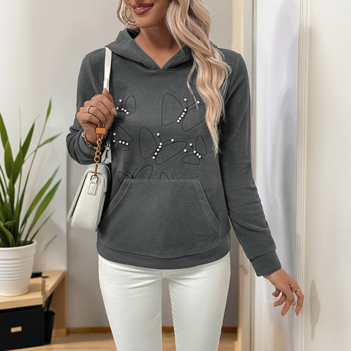 Damen lässiger Kapuzenpullover mit dekorativen Akzenten EB