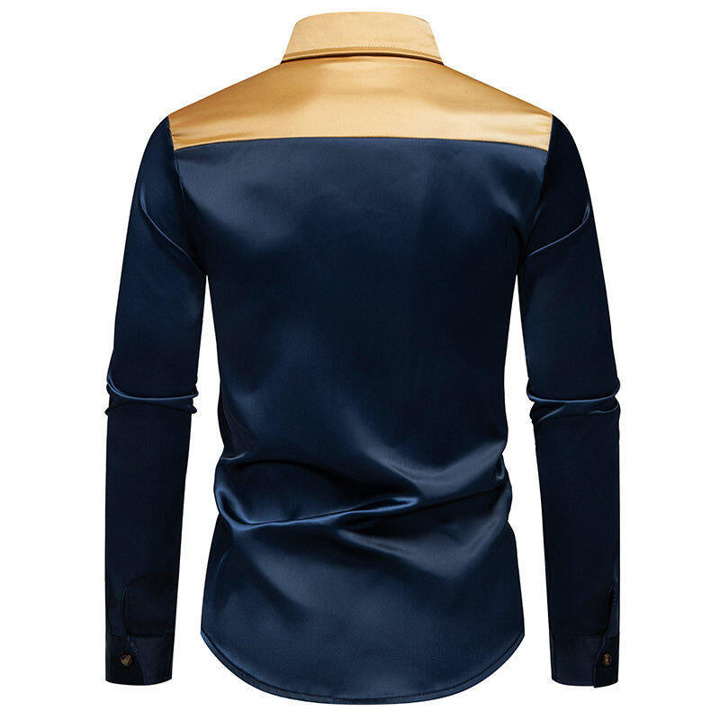 Herren elegante Hemd mit kontrastierendem Kragen und Knopfleiste EB