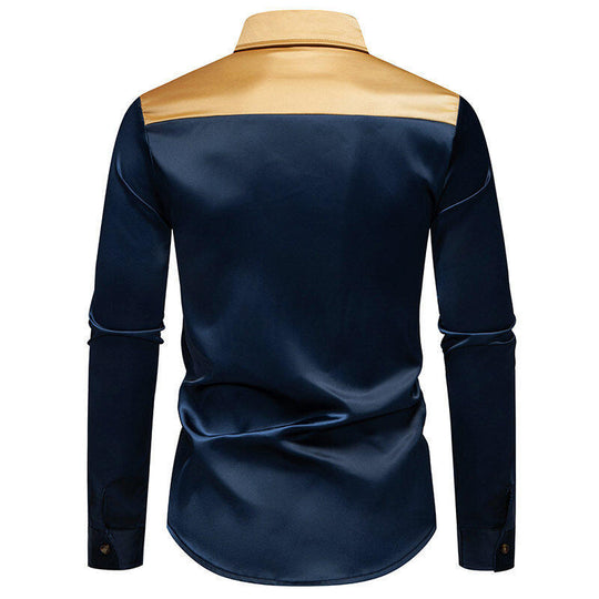 Herren elegante Hemd mit kontrastierendem Kragen und Knopfleiste EB