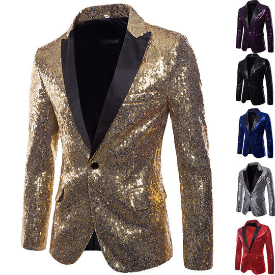 Herren Pailletten-Blazer mit Modernem Schnitt und Luxuriösem Glanz EB