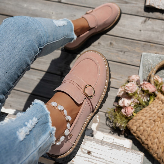 Damen robuster Loafer mit grober Profilsohle, gepolstertem Komfortfußbett und zierlicher Metallschnalle EB