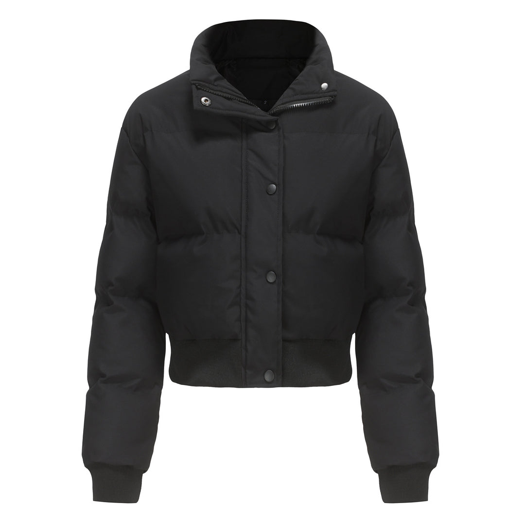 Damen nan kurze wattierte Steppjacke mit hohem Stehkragen und Rippbündchen EB