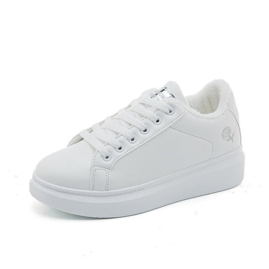 Damen nan urbaner Freizeit-Sneaker mit dezenter Rosenstickerei, erhöhtem Keilsohlenprofil und gepolstertem Komfortfußbett EB