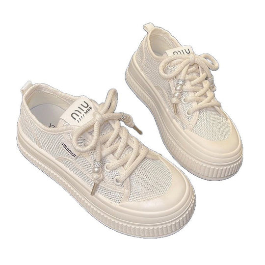 Damen Plateau Sneakers mit elegantem Design und atmungsaktiver Mesh-Oberfläche EB