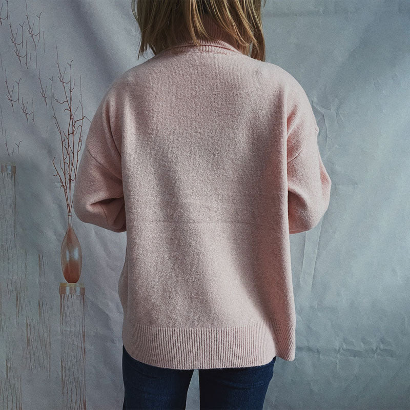EB | Einfarbiger Warmer Strickpullover Für Alltag