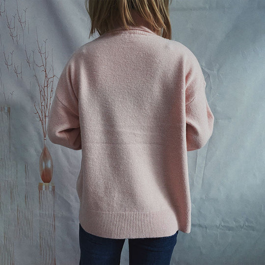 EB | Einfarbiger Warmer Strickpullover Für Alltag