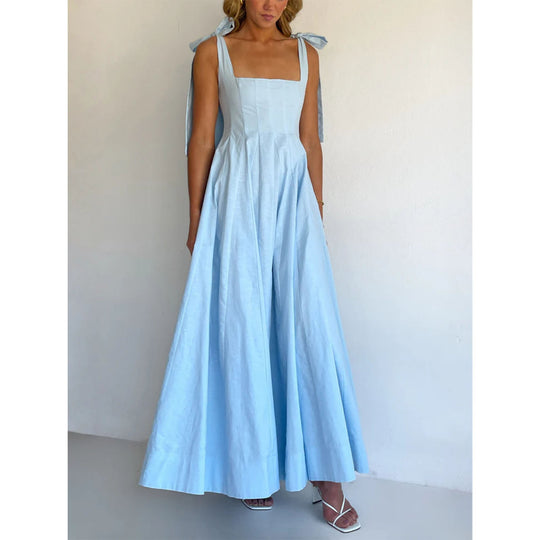 Damen Elegantes Maxikleid mit modernen Schulterbändern und fließendem Schnitt EB
