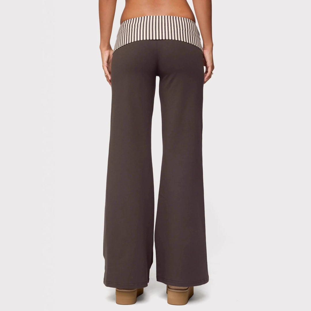 Damen Palazzo-Hose mit gestreiftem Bund und lässigem Schnitt EB