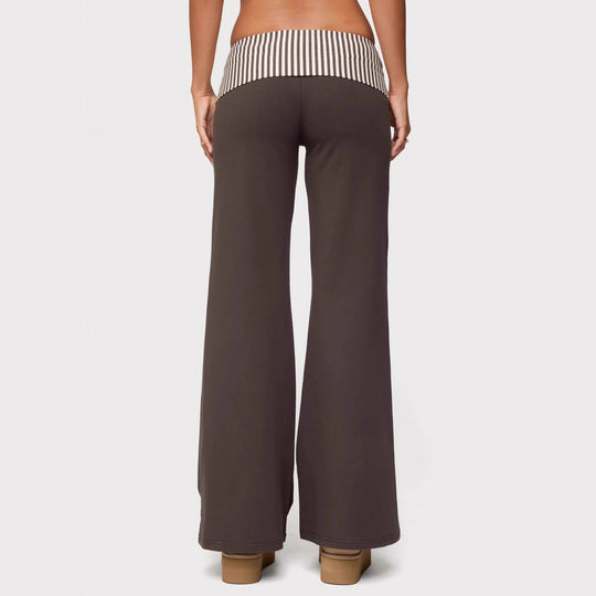 Damen Palazzo-Hose mit gestreiftem Bund und lässigem Schnitt EB