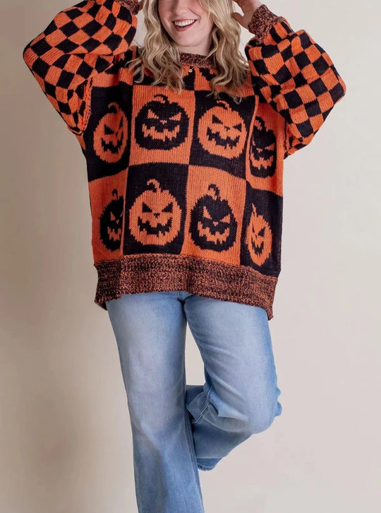 Damen Großer, gemütlicher Strickpullover mit Geisterdesign EB