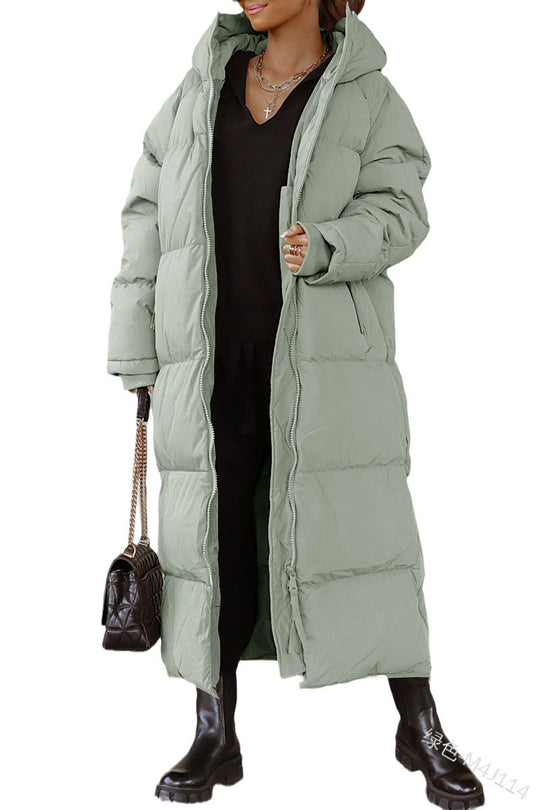 Damen Lange Steppjacke mit Kapuze EB