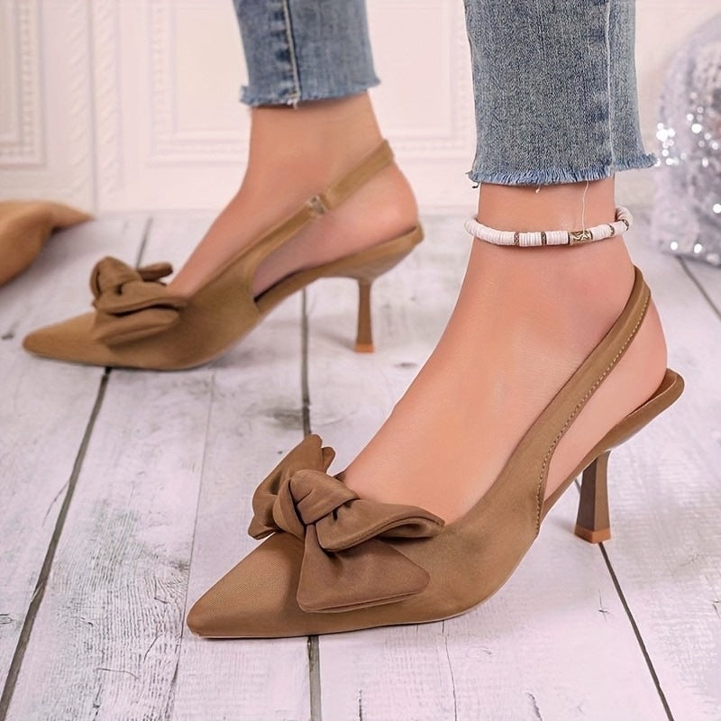 Damen elegante Slingback-Pumps mit dekorativem Schleifen-Detail EB
