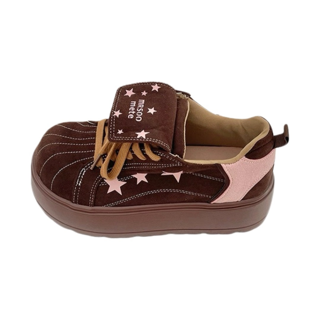 Damen Plateau-Sneaker mit verspielten Sternen- und Schleifendetails EB