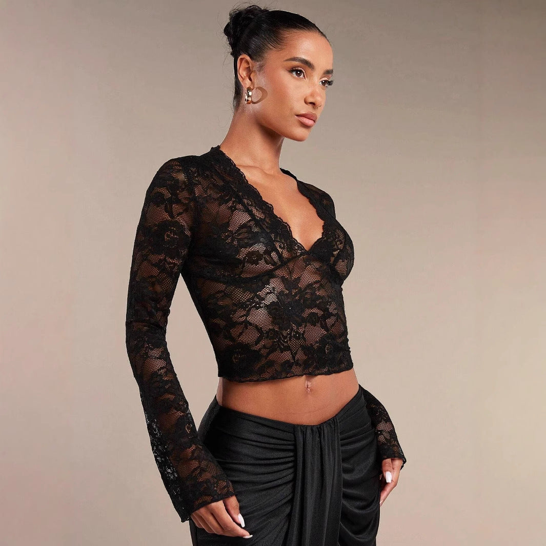 Damen Spitzenbluse mit romantischen Details EB