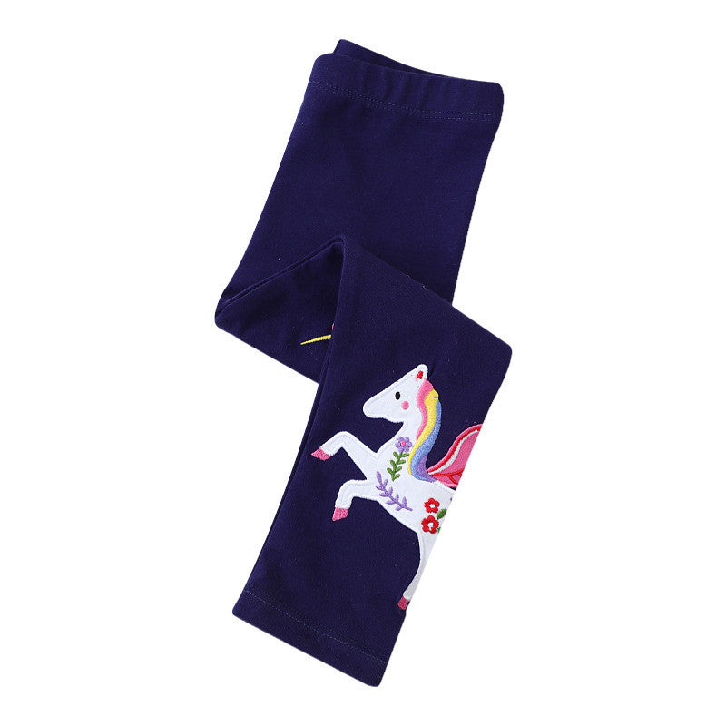 Mädchen Leggings mit bunten Einhorn-Applikationen EB