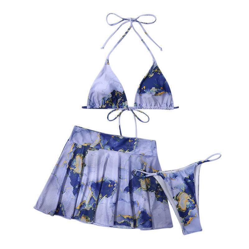 Damen Bikini-Set mit kreativem Marmormuster EB