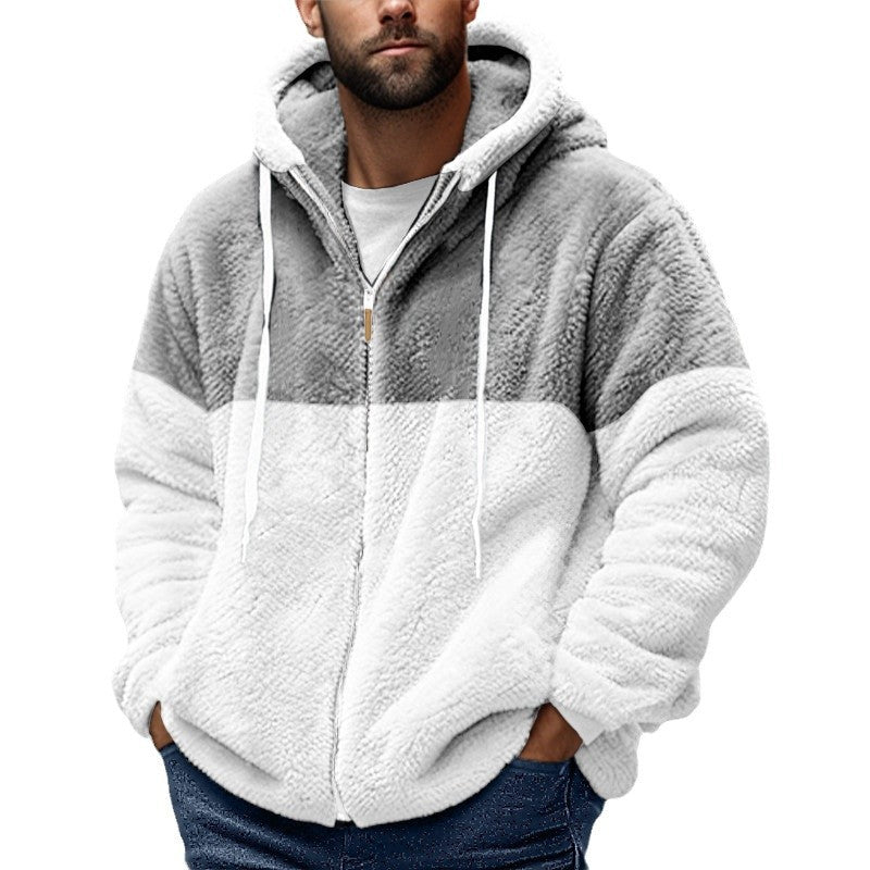 Herren kuschelige Fleecejacke mit Kapuze EB