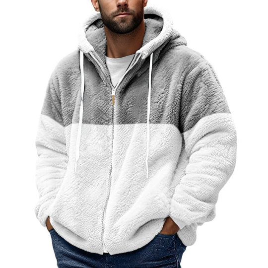 Herren kuschelige Fleecejacke mit Kapuze EB
