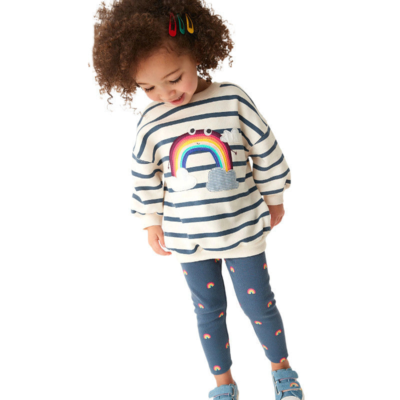 Mädchen Sweatshirt mit buntem Regenbogen-Design EB