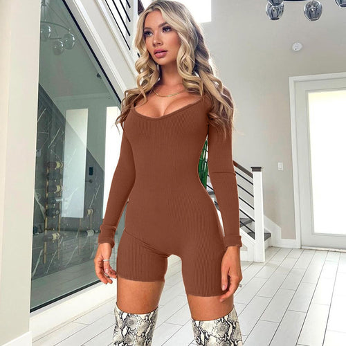 Damen Bodysuit mit langen Ärmeln und Quadrat-Ausschnitt EB