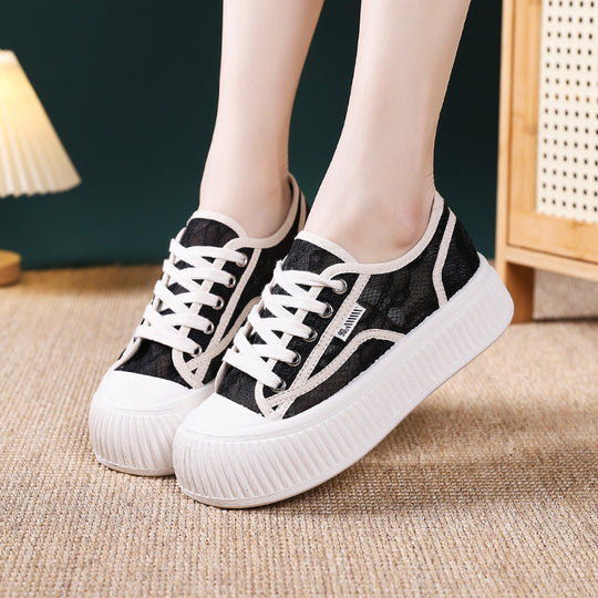 Damen Sneaker mit transparenter Spitze und extrahoher Sohle EB