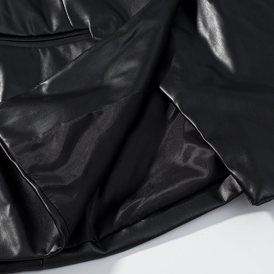 Damen elegante Kunstlederjacke EB