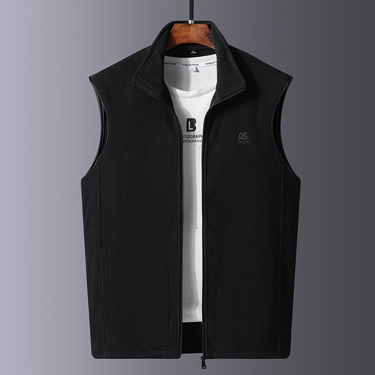Herren Microfleece-Thermoweste mit windabweisender Front, Stehkragen und verdeckten Seitentaschen EB