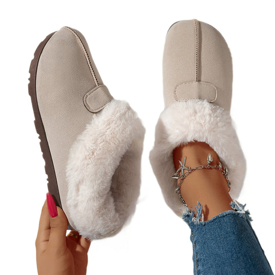 Damen Fuzzy Hausschuhe mit flauschigem Innenfutter EB
