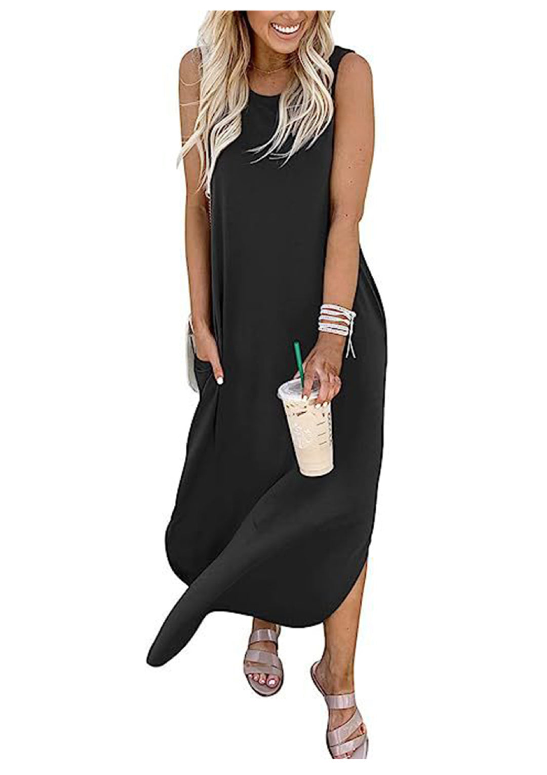 Damen Maxikleid mit lässigem Schnitt und praktischen Taschen EB