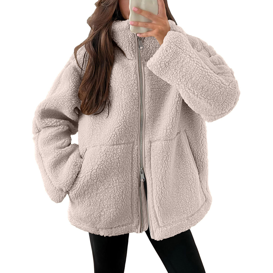 Damen Kuschelige Teddy-Jacke mit Reißverschluss EB