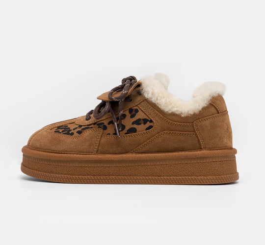 Damen modische Sneakers mit kuscheligem Innenfutter und tierischem Muster EB