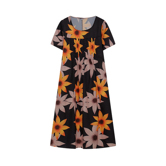 Damen Maxikleid mit floralem Design und weiten Ärmeln EB