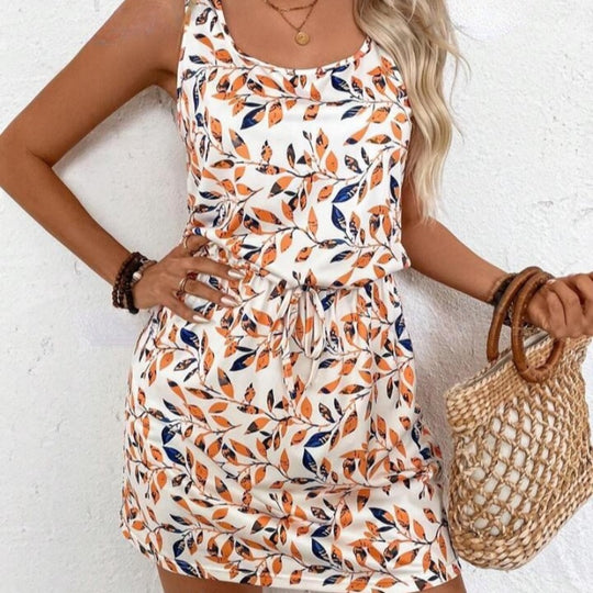 Damen Freizeitkleid mit floralem Muster und verstellbarem Bund EB