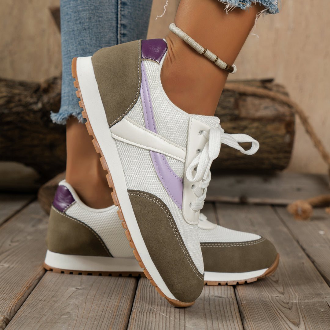 Damen  leichte Retro-Lauf-Sneaker mit verstärkter Zehenkappe, atmungsaktivem Mesh-Obermaterial und profilierter Gummilaufsohle EB