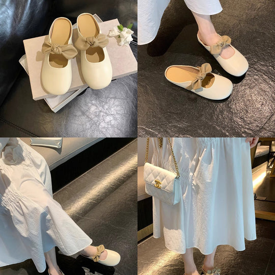 Damen Slip-On Mules mit modischem Schleifendetail EB
