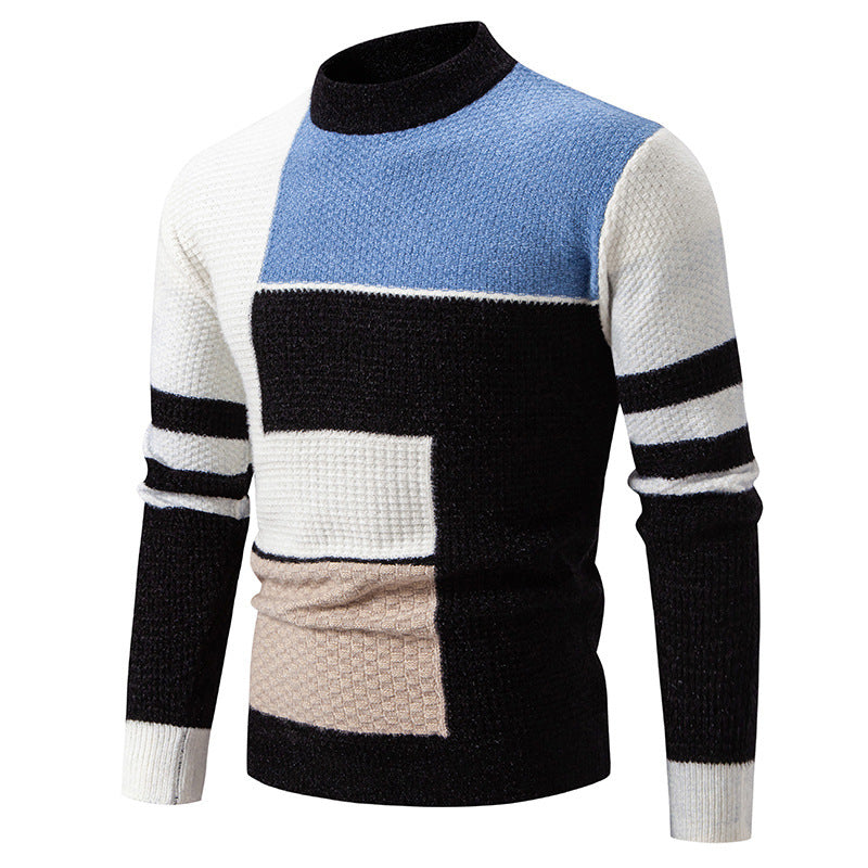 Herren modischer Pullover mit strukturiertem Farbblockdesign EB