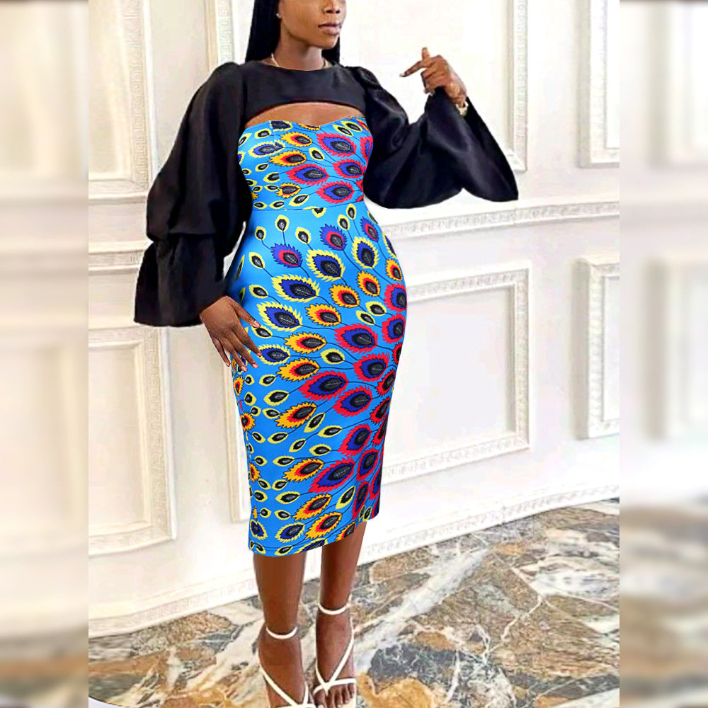 Damen Bodycon Kleid mit aufregendem Cut-Out-Design und voluminösen Ärmeln EB