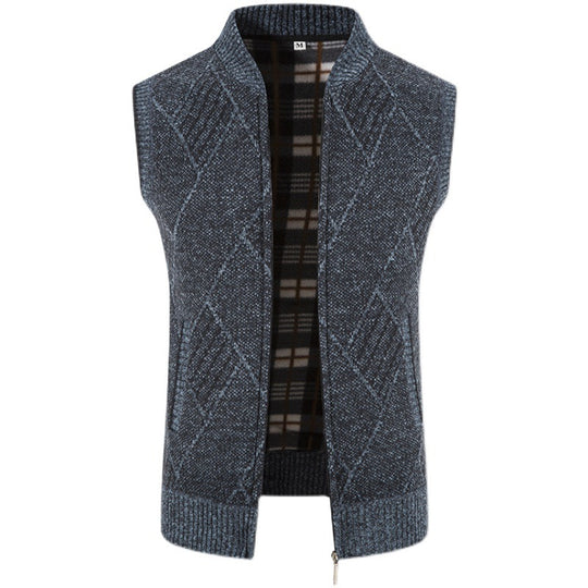 Herren modische Strickweste mit strukturiertem Rautenmuster EB