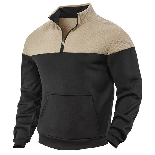 Herren lässiger Sweatpullover mit halbem Reißverschluss und gepolstertem Oberteil EB
