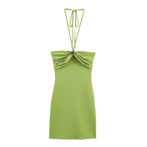 Damen Minikleid mit raffinierten Rüschendetails und schickem Halterneck EB