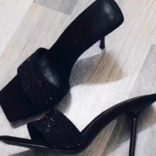Damen Glitzernde Stiletto Mules EB