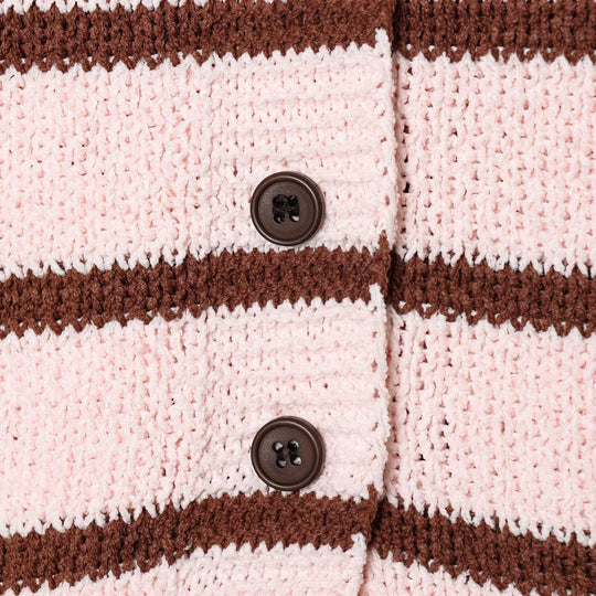 Damen Kurzarm Strickjacke mit Streifenmuster EB
