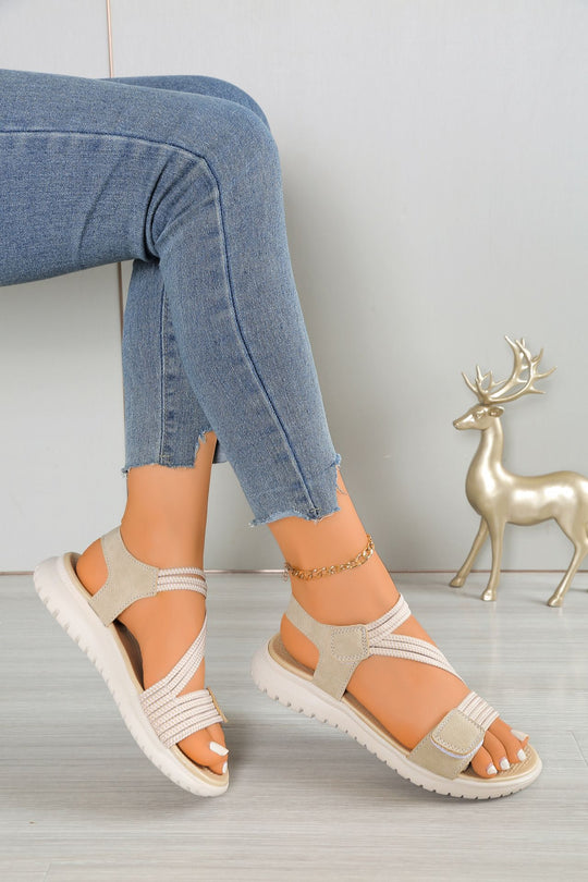 Damen Komfortsandalen mit verstellbaren Riemen und rutschfester Sohle EB